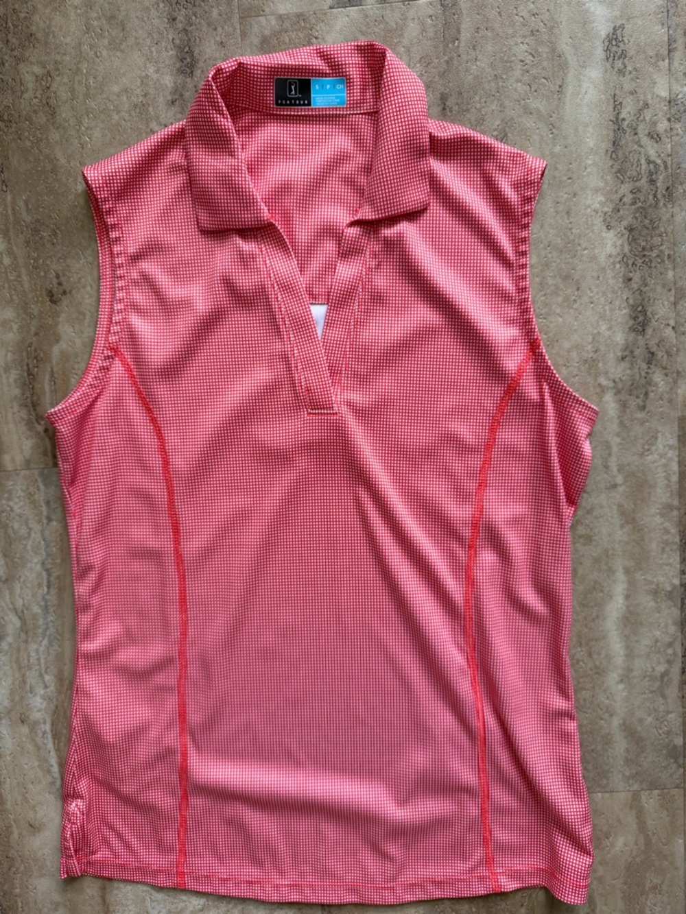 PGA Tour Coral Pink Sleeveless Golf Polo